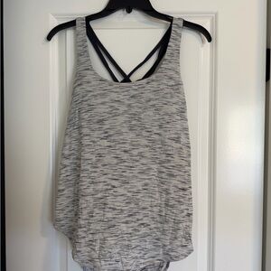 Lululemon Athletica White and Gray Strappy Tank Top